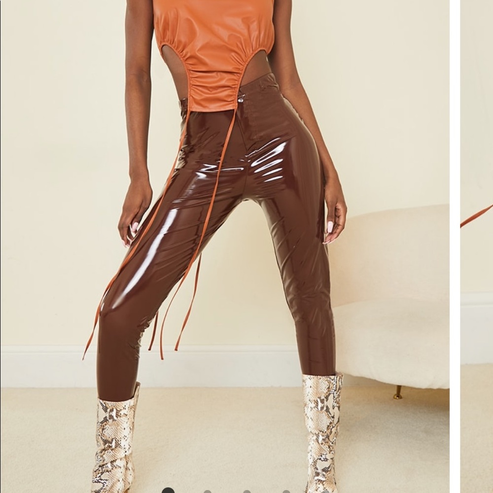 Brown vinyl pants